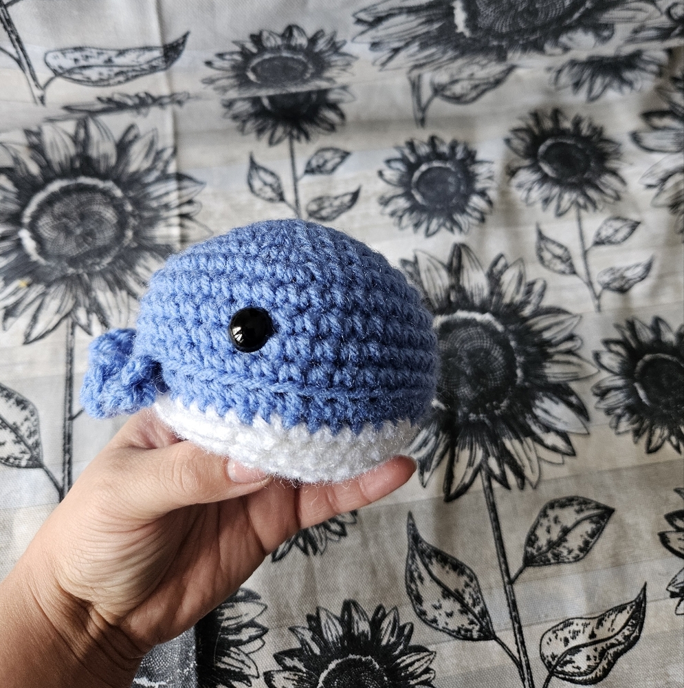 Crochet Blue Whale Amigurumi Doll Plushie - Picture 2 of 7